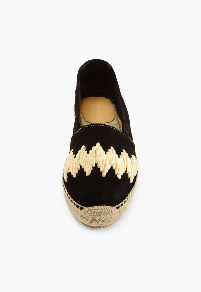 Espadrilles mit Raffiabast-Zehenpartie, Schwarz, completeTheLook