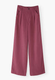 Hose mit weitem Bein, Dunkles Magenta, webstill