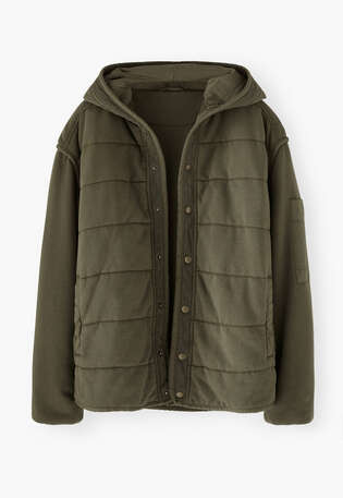 Gesteppte Jacke, Dunkles Oliv, webstill