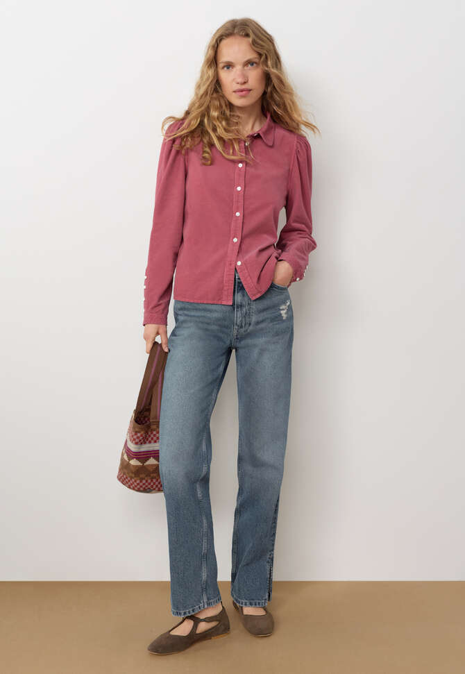 Durchgekn&ouml;pfte Bluse, Dunkles Ros&eacute;, completeTheLook