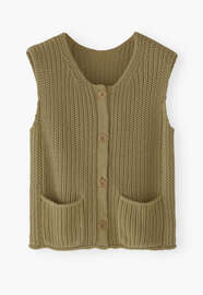 &Auml;rmelloser Cardigan, Khaki-Oliv, webstill