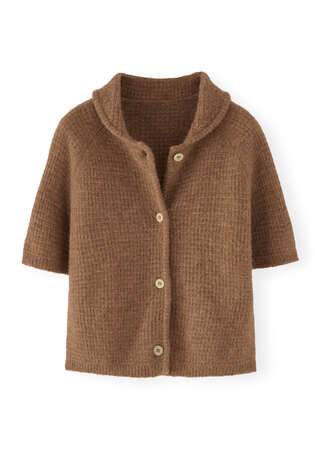 Cardigan mit Waffelmuster, Rehbraun, webstill