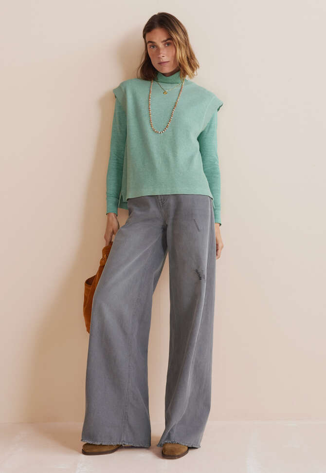 &Auml;rmelloses Sweatshirt, Zartes Aqua, completeTheLook
