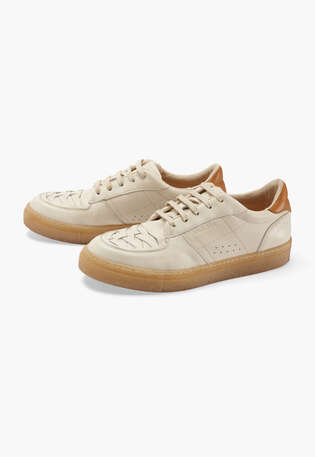 Schn&uuml;r-Sneaker, Ecru, webstill