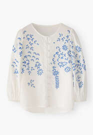 Cutwork-Bluse, Wei&szlig;, webstill