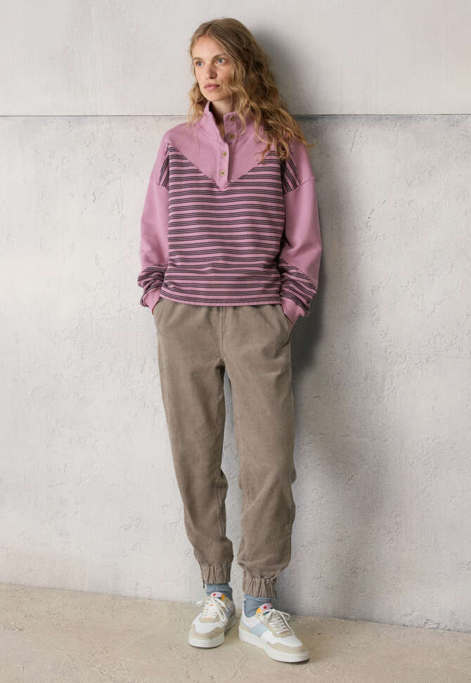 Sweatshirt mit Streifen, Ros&eacute;, completeTheLook