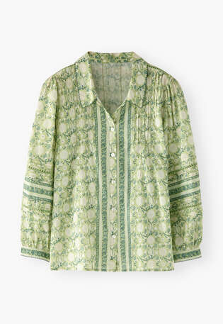 Bluse mit Print, Pistazie/Gr&uuml;n, webstill