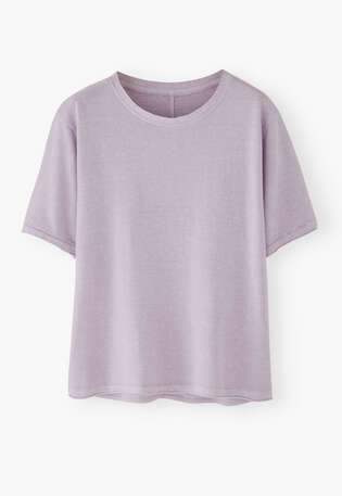 Kastiges T-Shirt, Fliedernebel, webstill