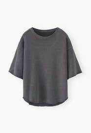 Loopback-T-Shirt, Stahlgrau, webstill