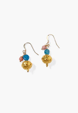Filigran-Ohrringe, Aqua/Gold, webstill