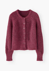 Durchgekn&ouml;pfter Cardigan, Magenta, webstill
