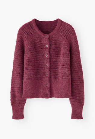Durchgekn&ouml;pfter Cardigan, Magenta, webstill