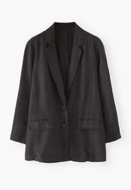 Entspannter Blazer, Kohlschwarz, webstill