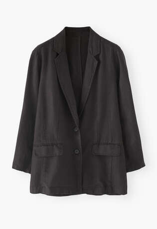 Entspannter Blazer, Kohlschwarz, webstill