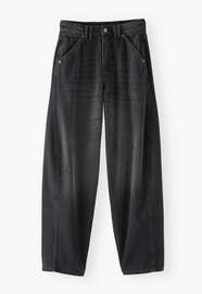 Jeans mit Nahtdetails, Schwarz, webstill