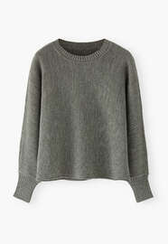 Perlmuster-Pullover, Waldgrau, webstill