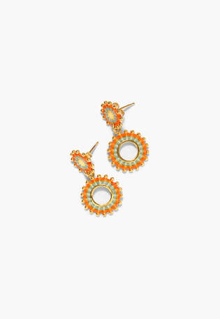 Ohrringe mit Anh&auml;nger in Sonnenform, Orange/Himmelblau, webstill