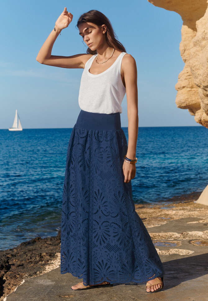Broderie-Anglaise-Rock, Tinte, completeTheLook
