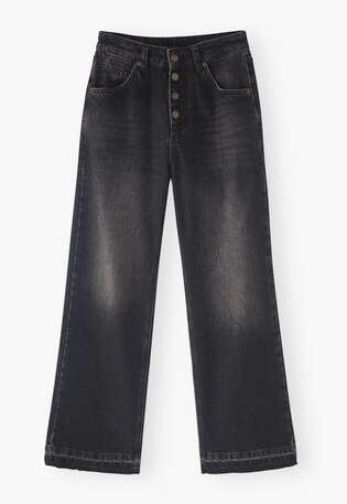 Jeans mit ausgelassenem Saum, Gewaschenes Schwarz, webstill