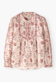 Bestickte Bluse mit Print, Rouge, webstill