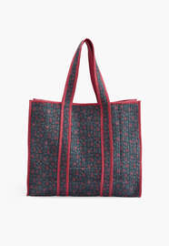 Bedruckte Stepptasche, Himbeere/Petrol, webstill