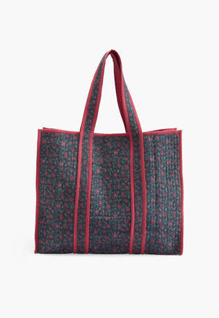 Bedruckte Stepptasche, Himbeere/Petrol, webstill