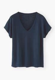 V-Ausschnitt-T-Shirt, Tinte, webstill