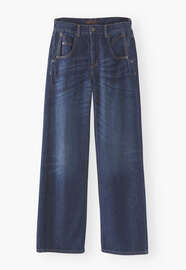 Jeans mit geradem Bein, Dunkle Waschung, webstill