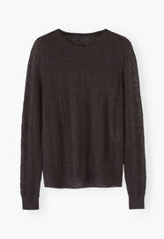 Pullover im Spitzenmuster, Espresso, webstill