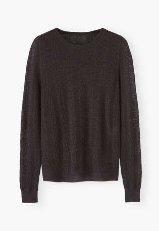 Pullover im Spitzenmuster, Espresso, webstill