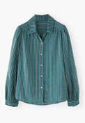 Gestreifte Bluse, Aquamarin, webstill
