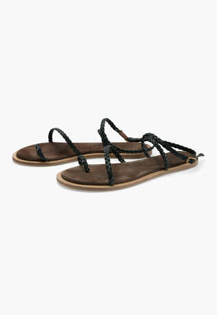 Riemchensandalen, Schwarz, webstill