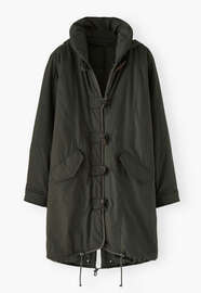Schal-Parka, Dunkles Khaki, webstill