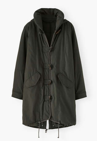 Schal-Parka, Dunkles Khaki, webstill
