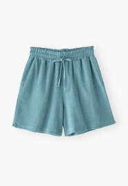 Shorts aus Frottee, Ozeanblau, webstill