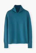 Pullover mit hohem Kragen, Petrol, webstill