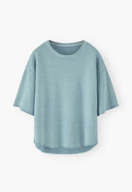Loopback-T-Shirt, Blasses Himmelblau, webstill