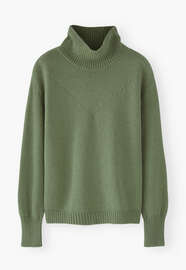 Pullover mit hohem Kragen, Farn, webstill