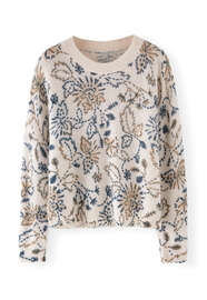 Bedruckter Pullover, Bl&uuml;te/Rosa, webstill