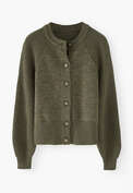 Cardigan mit Fledermaus&auml;rmeln, Oliv-Khaki, webstill