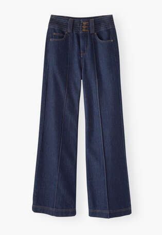 Flie&szlig;ende Jeans mit weitem Bein, Gesp&uuml;lte Waschung, webstill
